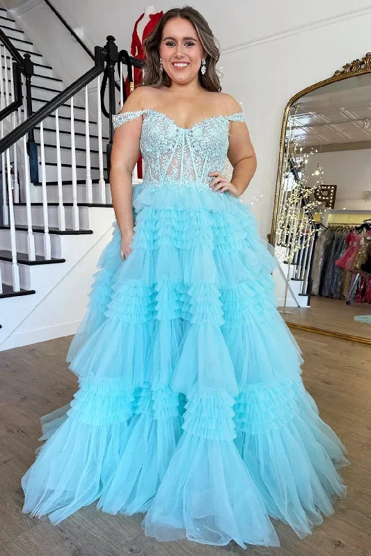 red-tulle-off-the-shoulder-ruffle-tiered-long-prom-dress