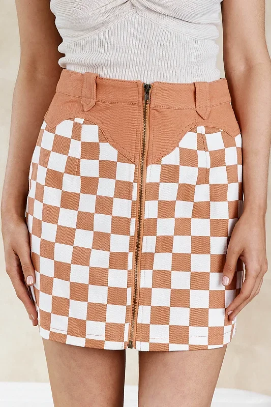 rewind-zipper-front-mini-skirt-checkered-rust