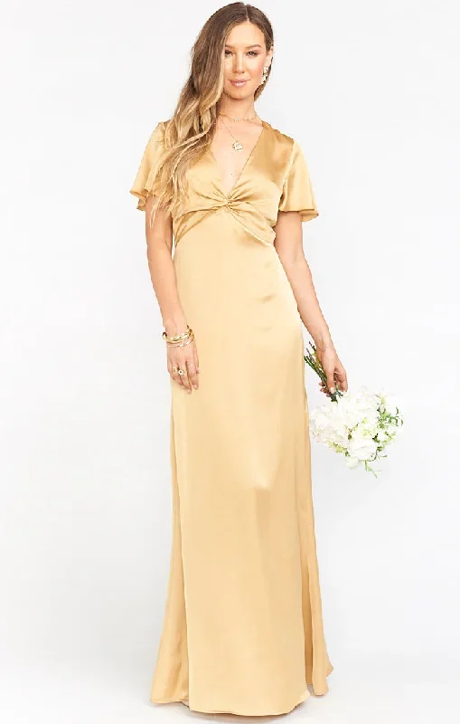 Rome Twist Gown ~ True Gold Luxe Satin