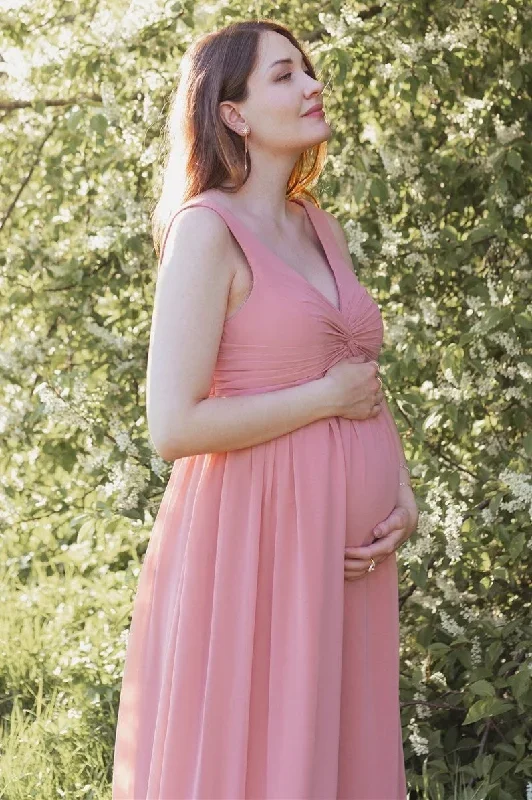 rose-twist-front-sleeveless-maternity-chiffon-bridesmaid-dress