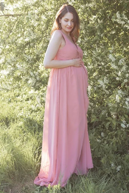 rose-twist-front-sleeveless-maternity-chiffon-bridesmaid-dress