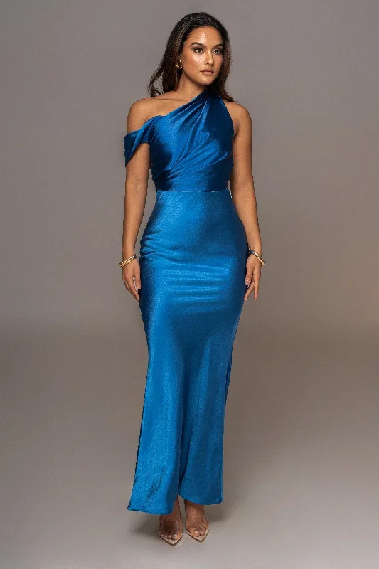 Royal Blue Dessa Satin Maxi Dress