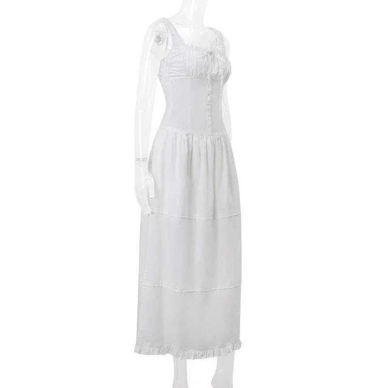 ruched-button-square-neck-sleeveless-smocked-ruffle-midi-dress