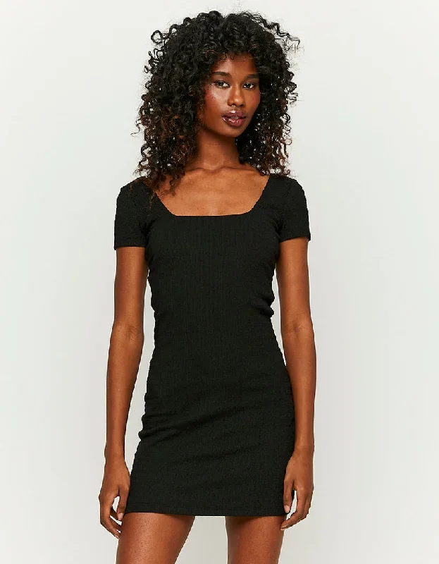 Black Mini Dress With Short Sleeves