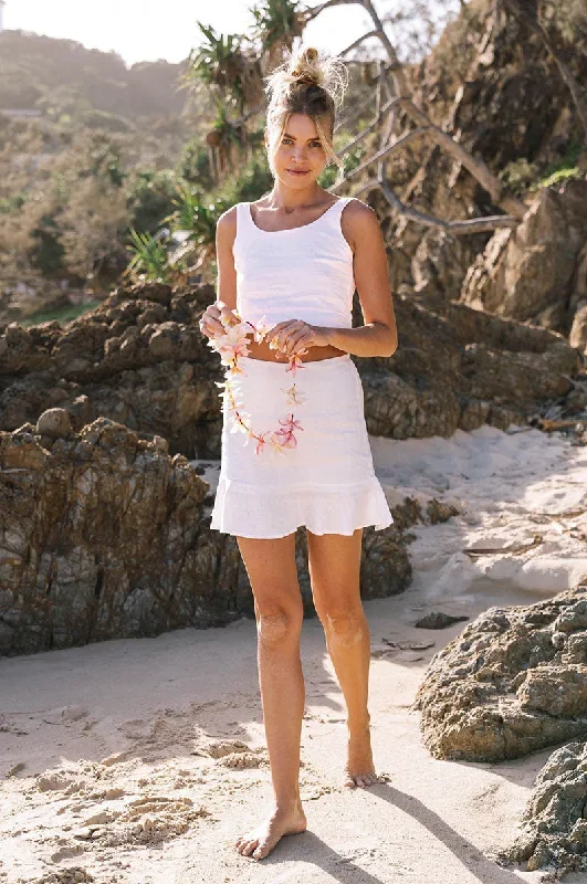 SEASIDE Mini Skirt - white linen