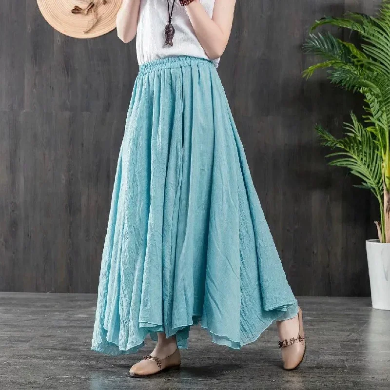 Simple big hem chiffon clothes Wardrobes light blue chiffon robes beach skirts summer