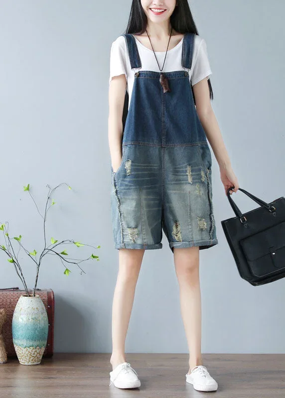 simple-denim-blue-oversized-cotton-shorts-jumpsuit-ripped-jeans-summer