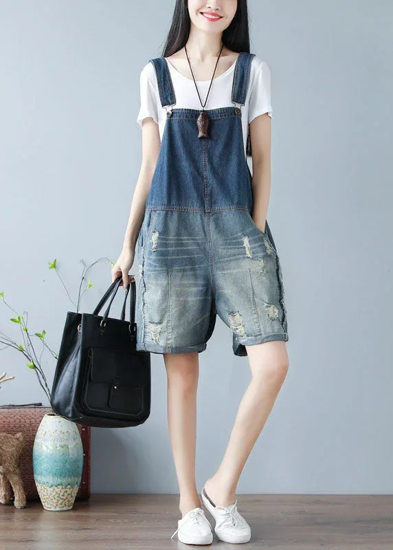 simple-denim-blue-oversized-cotton-shorts-jumpsuit-ripped-jeans-summer