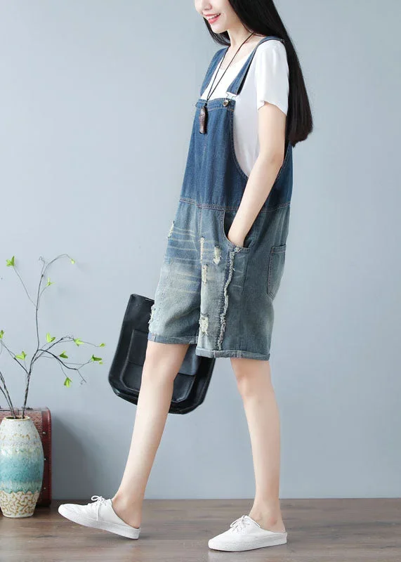 simple-denim-blue-oversized-cotton-shorts-jumpsuit-ripped-jeans-summer