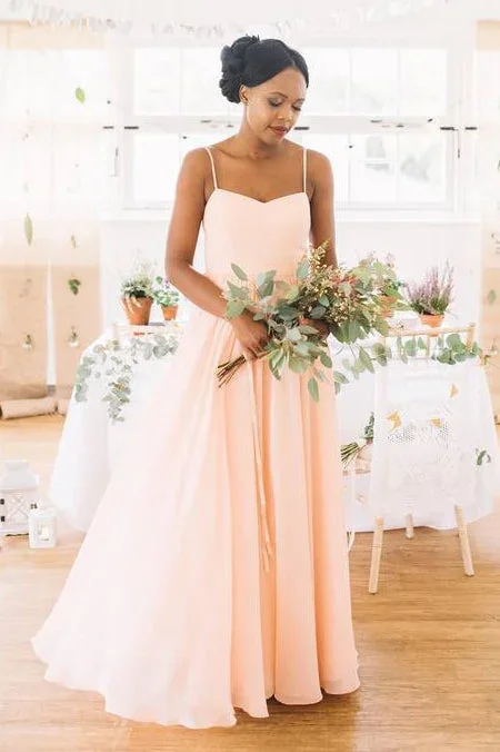 simple-pink-straps-long-bridesmaid-wedding-party-dress