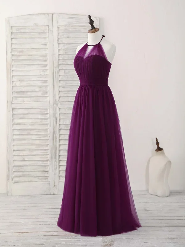 simple-tulle-a-line-purple-long-prom-dress-bridesmaid-dress