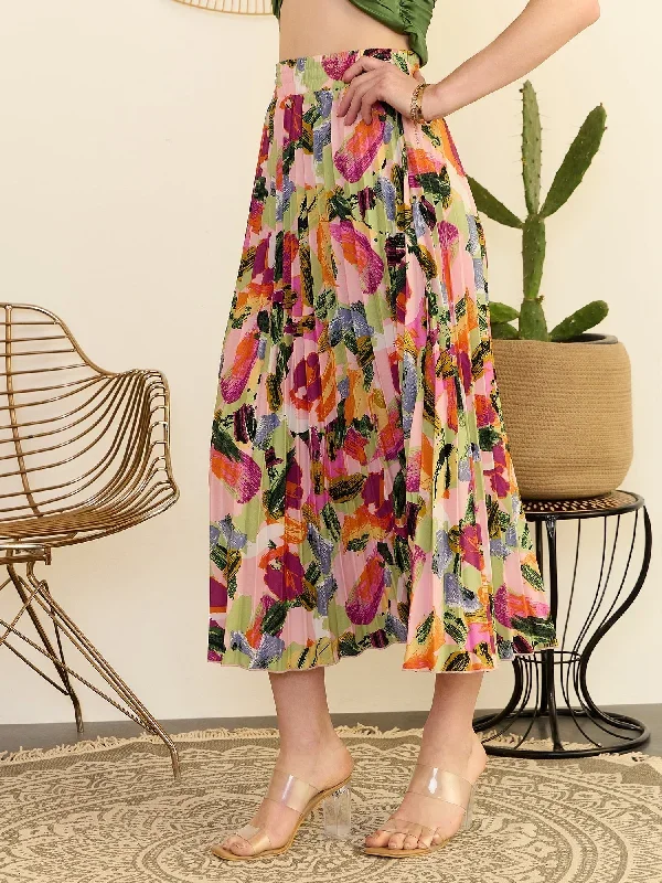 sk5590pk-berrylush-women-pink-multicolour-abstract-printed-high-rise-elastic-waist-slip-on-pleated-maxi-skirt