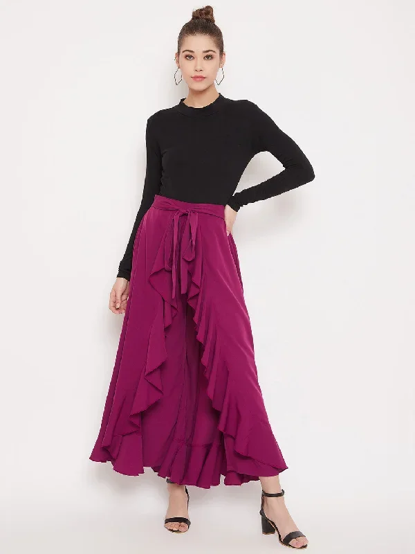 sk813pl-berrylush-purple-solid-ruffled-wrap-skirt-with-pants