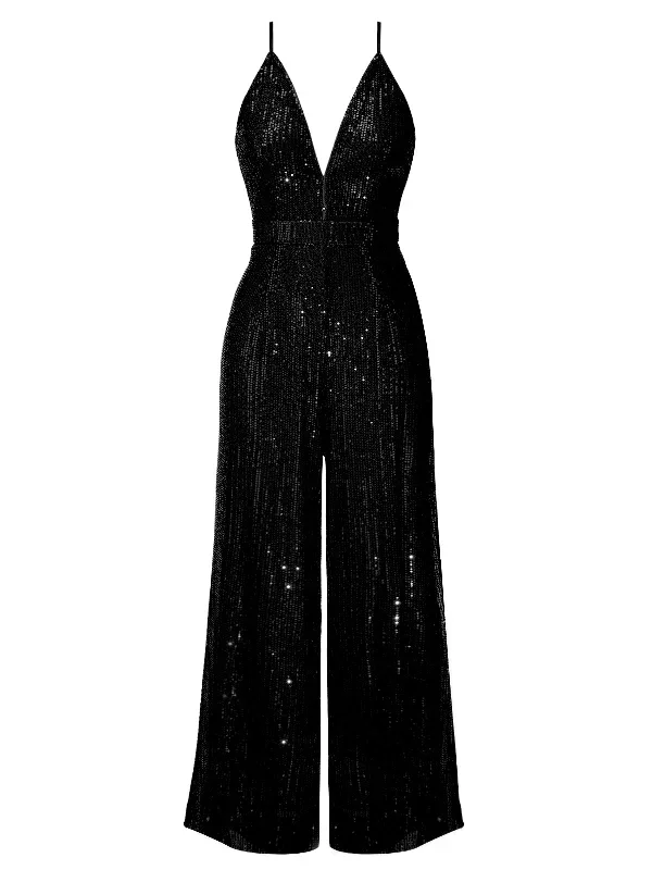 Solid Shiny Slip Vintage Jumpsuit