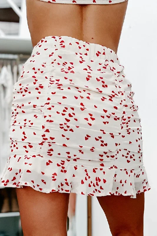 someones-sweetie-ruched-heart-print-mini-skirt-cream