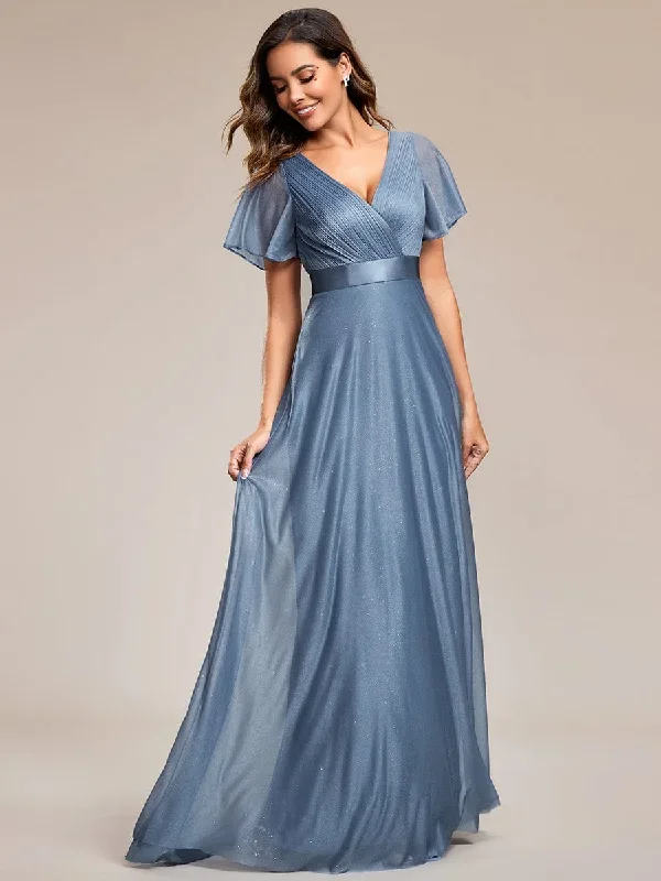 sparkling-short-sleeve-v-neck-ribbon-waist-a-line-evening-dress-ee50159