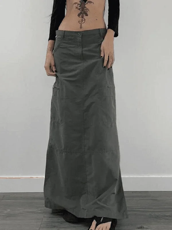 Split Y2K Low Waist Cargo Skirt