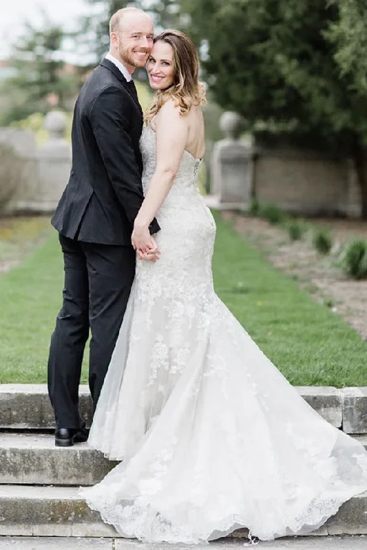 strapless-mermaid-white-lace-wedding-dress