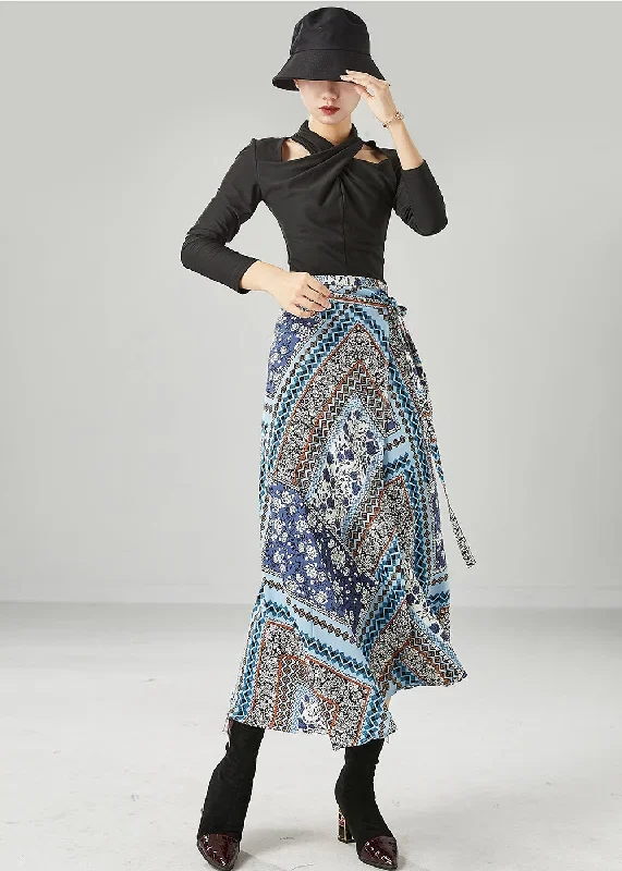 style-blue-print-asymmetrical-design-chiffon-skirt-summer