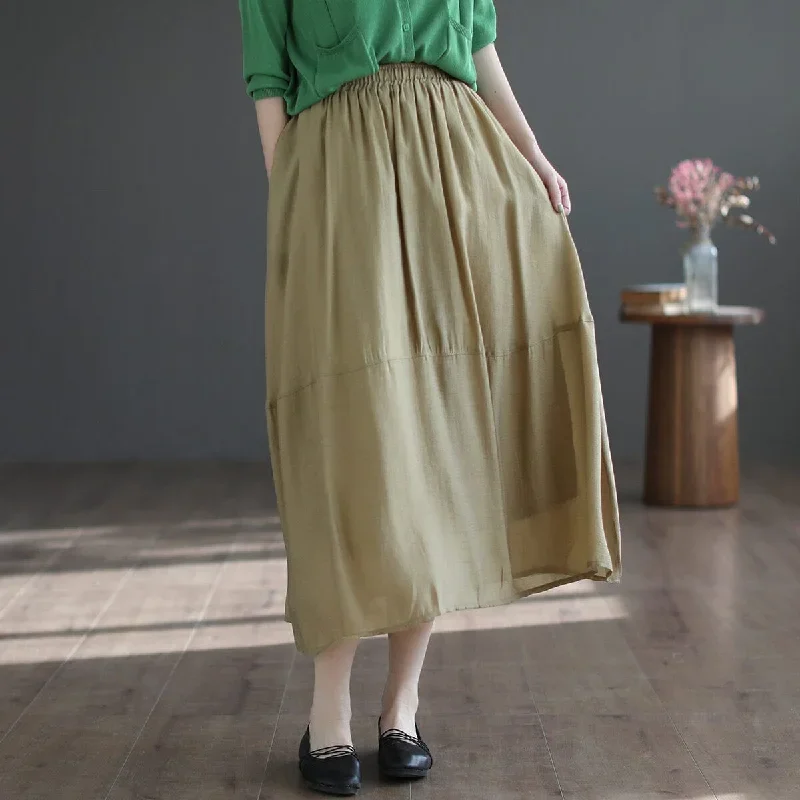 summer-retro-casual-mesh-linen-a-line-skirt