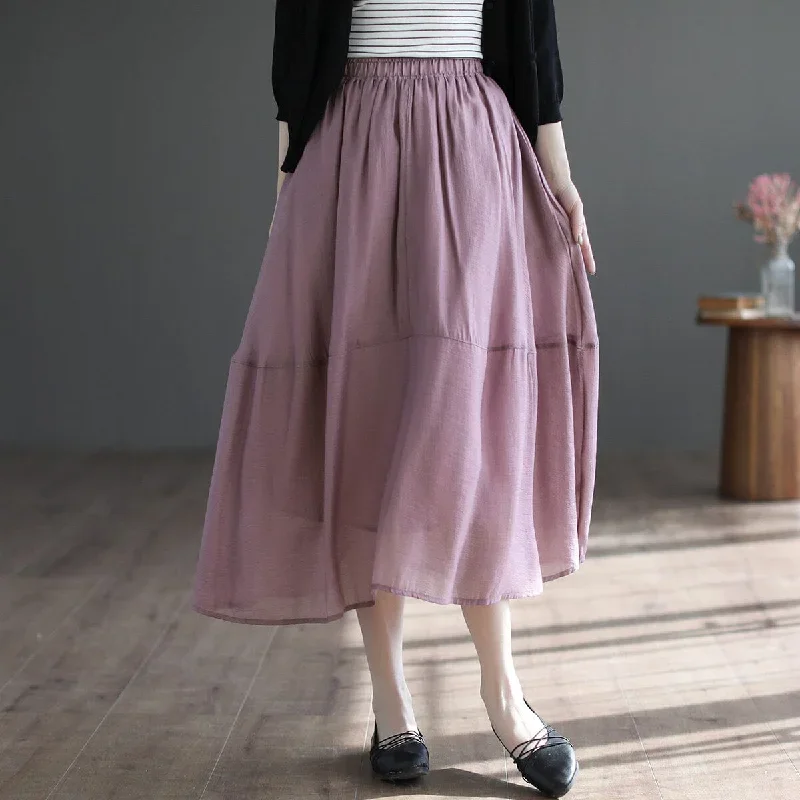 summer-retro-casual-mesh-linen-a-line-skirt