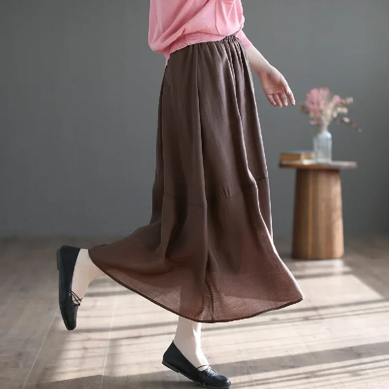 summer-retro-casual-mesh-linen-a-line-skirt