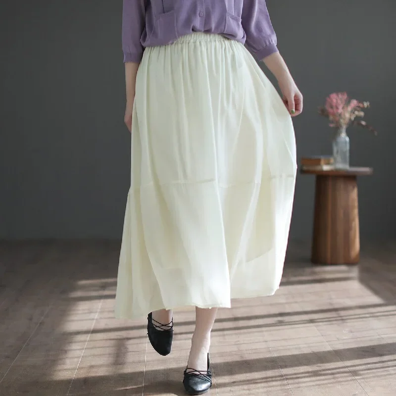 summer-retro-casual-mesh-linen-a-line-skirt