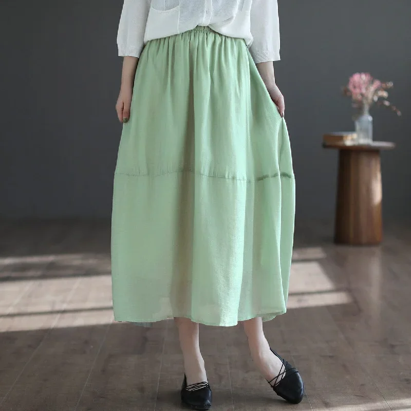 summer-retro-casual-mesh-linen-a-line-skirt