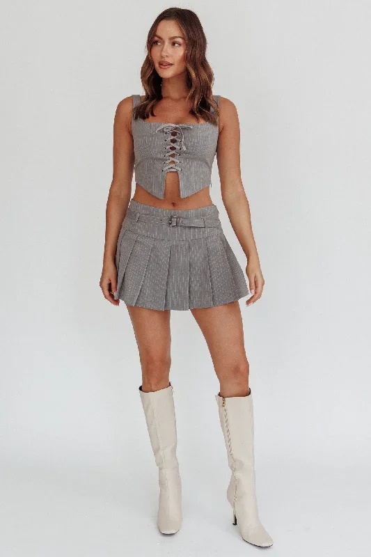 swoon-belted-pleat-mini-skirt-grey