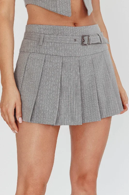 swoon-belted-pleat-mini-skirt-grey