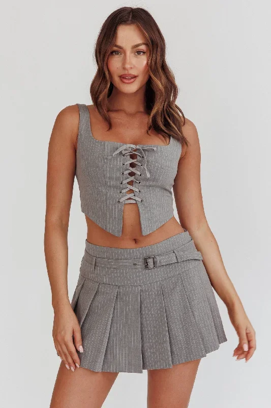 swoon-belted-pleat-mini-skirt-grey