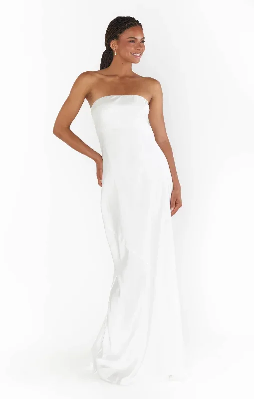 Taylor Tube Maxi Dress ~ Ivory Luxe Satin