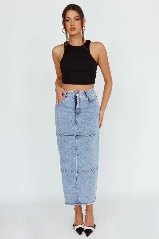 Thalia Pocket Midi Skirt Denim