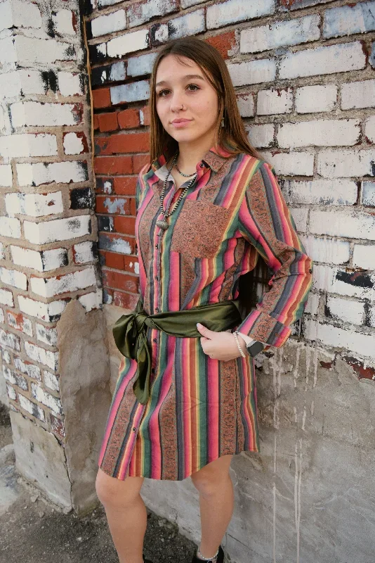 The Giddy Up Serape Button Down Dress