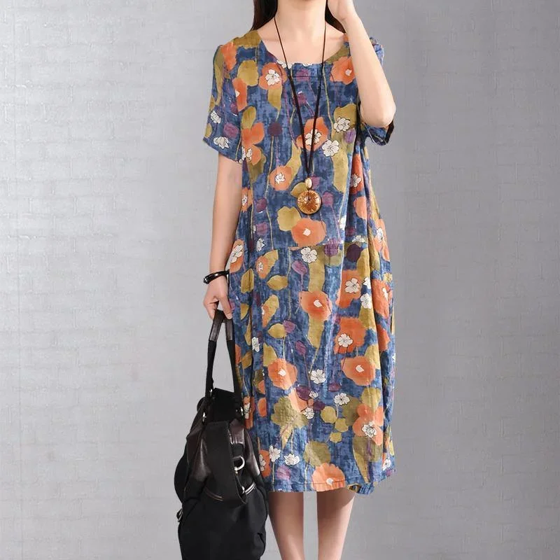 top-quality-blue-linen-maxi-dress-plus-size-patchwork-cotton-dresses-elegant-prints-caftans