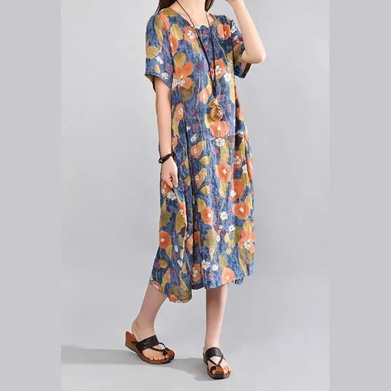 top-quality-blue-linen-maxi-dress-plus-size-patchwork-cotton-dresses-elegant-prints-caftans