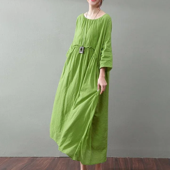 top-quality-green-cotton-dresses-trendy-plus-size-high-waist-cotton-clothing-dress-top-quality-big-hem-kaftans