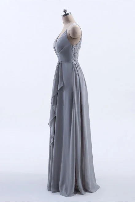 v-neck-grey-long-bridesmaid-dress-with-appliques