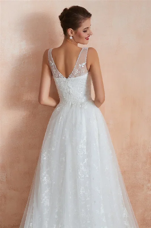 v-neck-lace-appliques-white-empire-wedding-dress