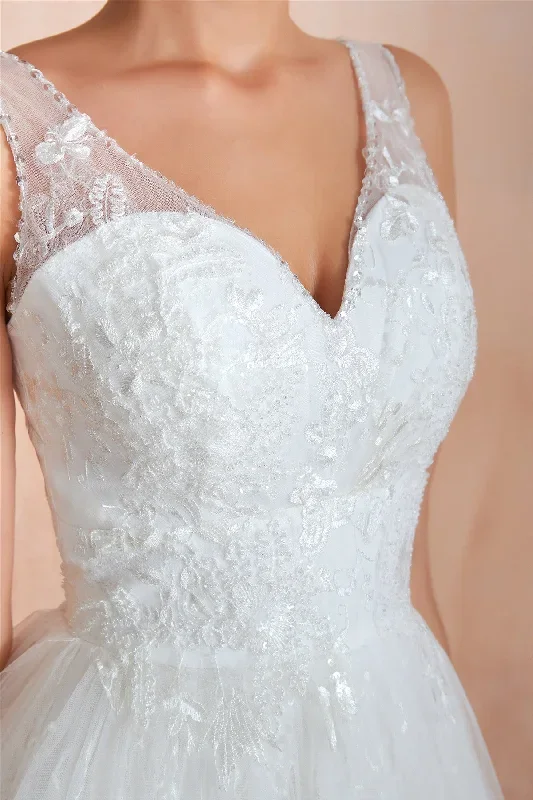 v-neck-lace-appliques-white-empire-wedding-dress