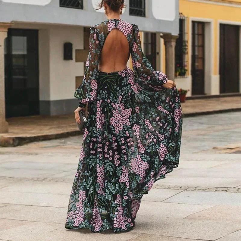 FashionSierra - Vintage Backless Long Maxi Dress