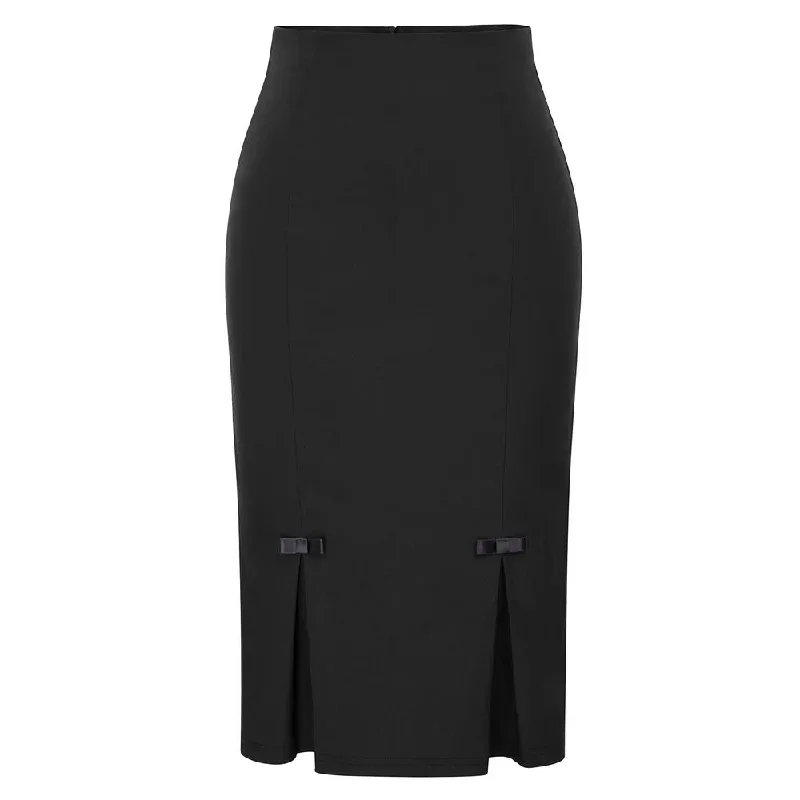 Vintage Bow-Knot Decorated Hips-Wrapped Bodycon Pencil Skirt