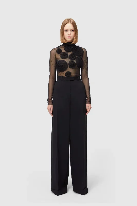 WAISTED TAILORED BLACK TROUSER