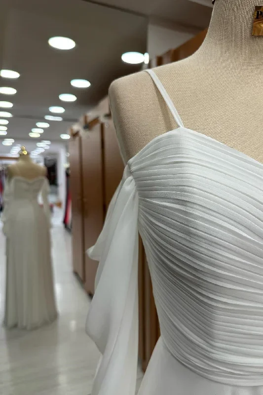 white-cold-shoulder-chiffon-bridesmaid-dress