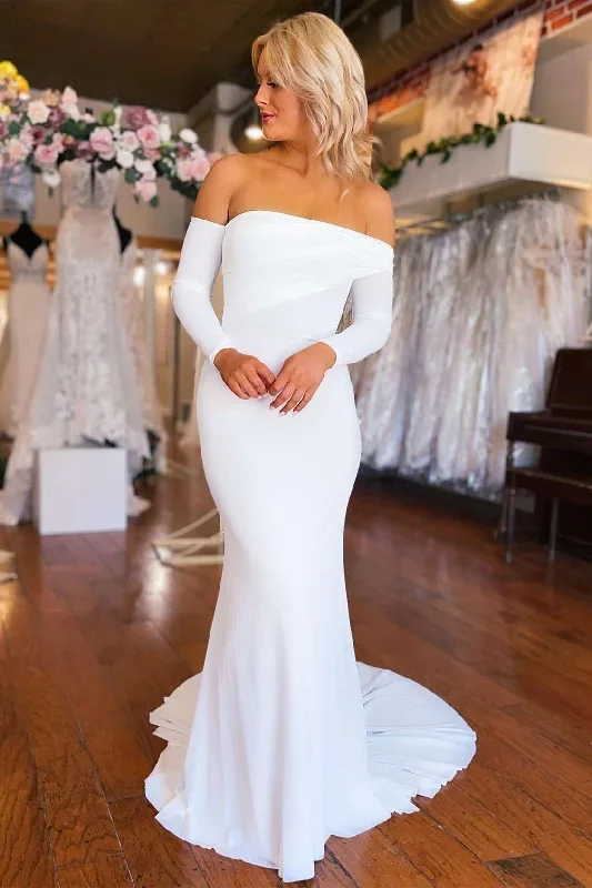 white-off-the-shoulder-long-sleeve-mermaid-wedding-dress