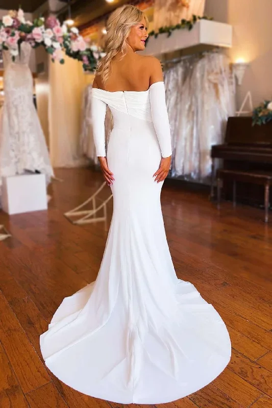 white-off-the-shoulder-long-sleeve-mermaid-wedding-dress