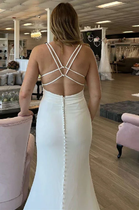 white-plunge-v-lace-up-back-mermaid-long-wedding-dress