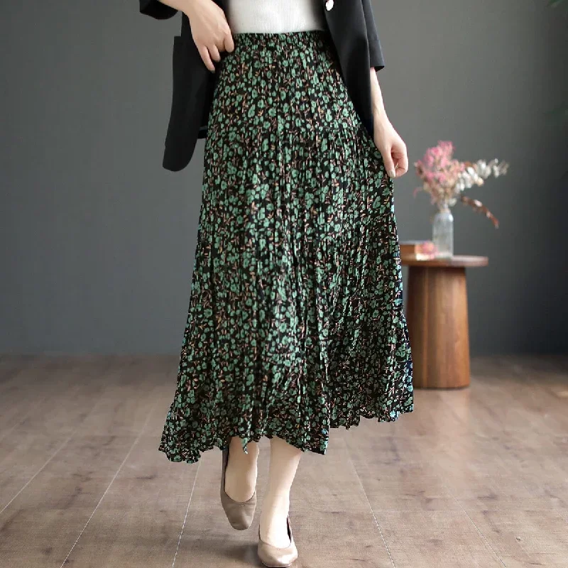 women-summer-floral-breathable-chiffon-skirt