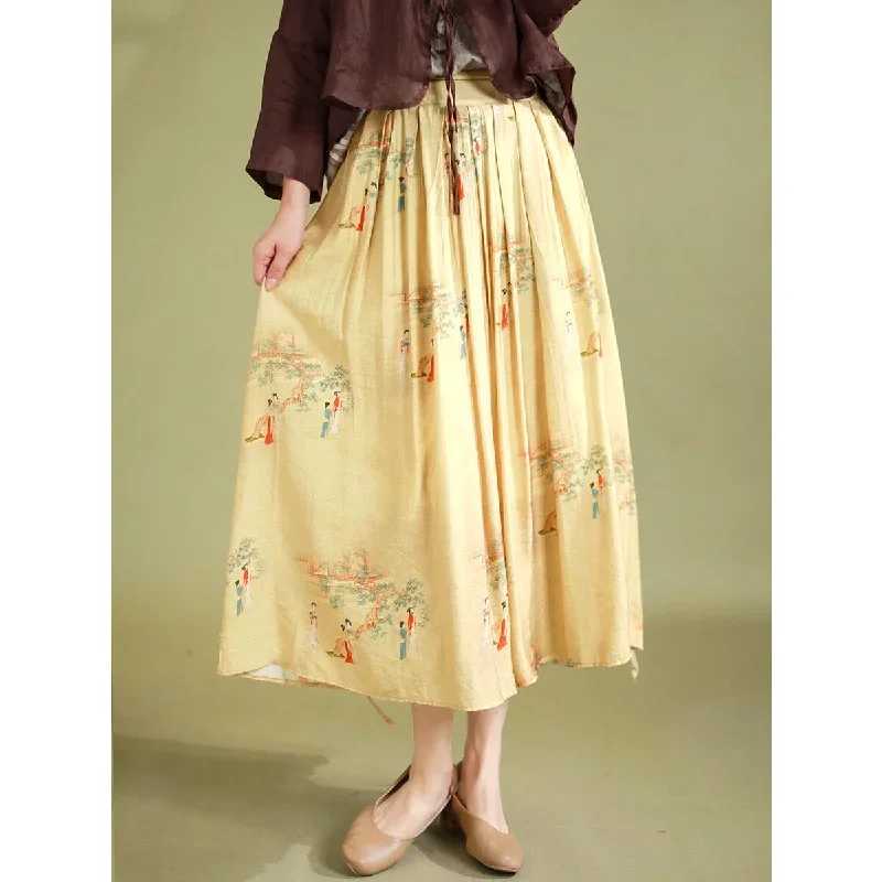 women-summer-retro-casual-linen-a-line-skirt