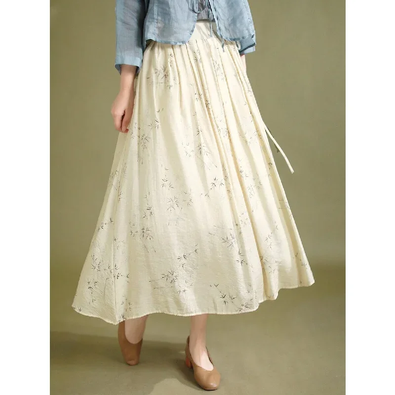 women-summer-retro-casual-linen-a-line-skirt